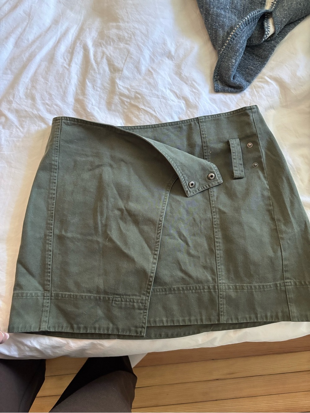 Apiece Apart Olive Green Wrap Mini Skirt